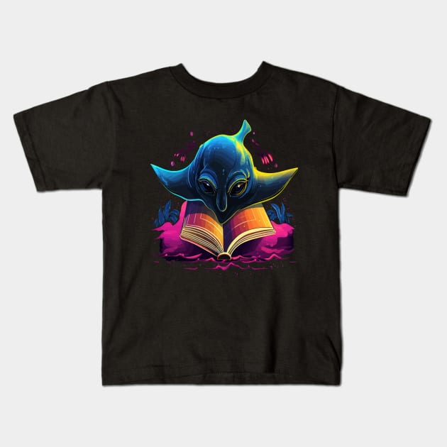 Stingray Reads Book Kids T-Shirt by JH Mart